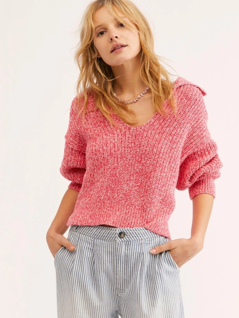 Free People Love this City Pink Sweater Size S
